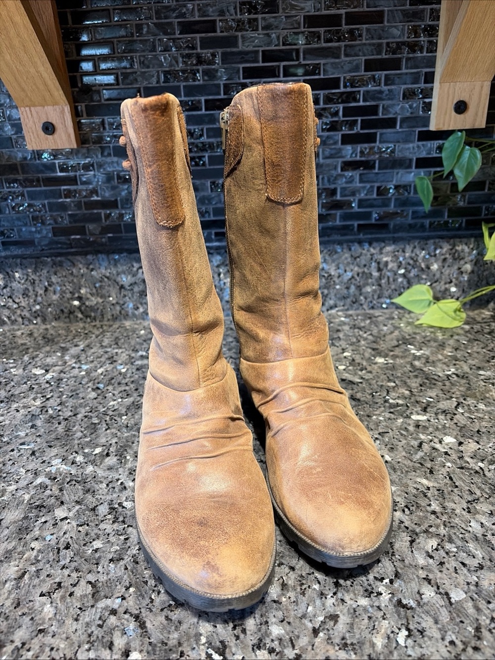 Merrell Vera Mid Barnwood Brown Leather Mid Calf  Boots Women’s Size 8 Zip - Picture 5 of 11